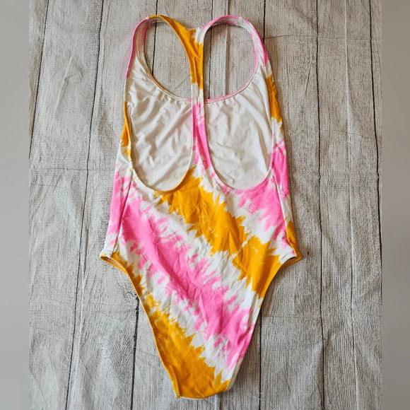 Aerie Pink Orange Tie Dye One Piece Swimsuit Pool Beach •Size Large• - Picture 3 of 7